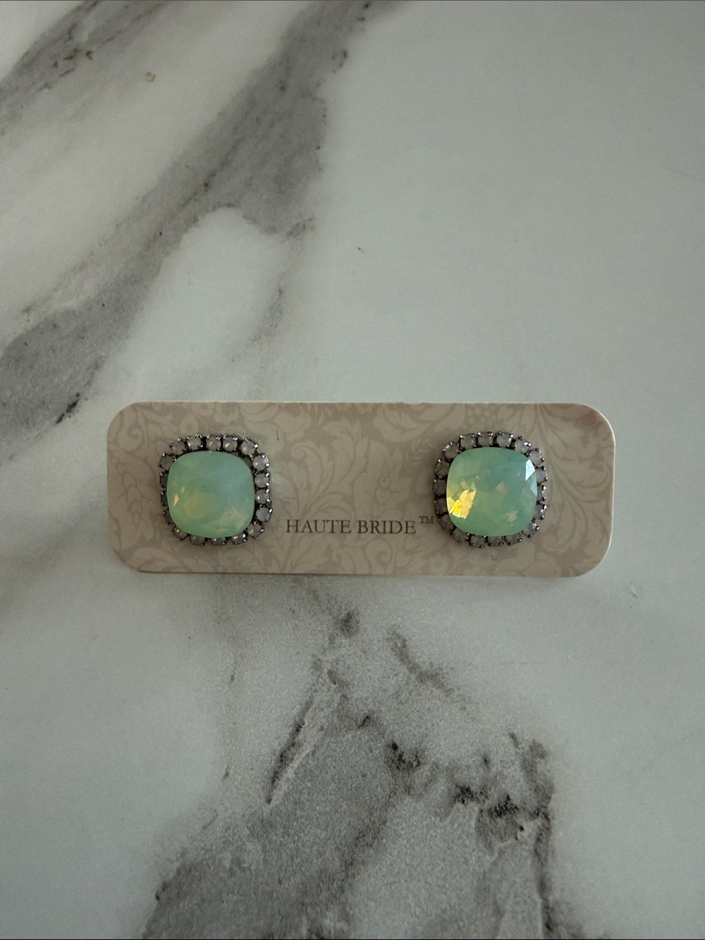 SWAROVSKI Mint with Opal Halo Stud Earrings